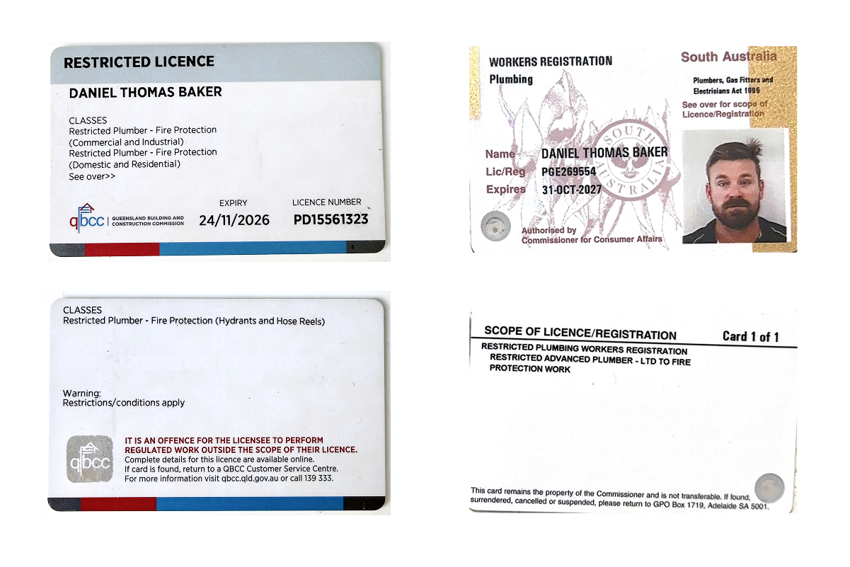 QBCC Restricted Plumber – Fire Protection licence